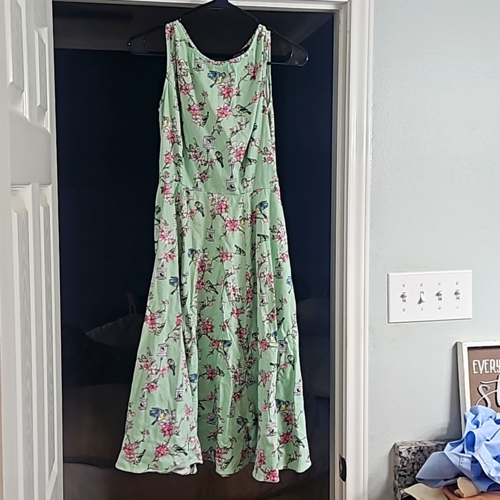 Lady V London Hepburn style mint bird dress Size 10